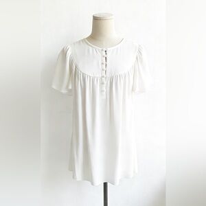 Kensie Flutter Sleeve White Blouse Women’s Top XS